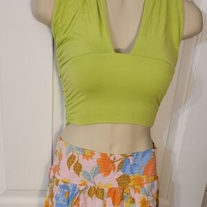 Billabong Multicolor Floral Boho Beach Pants (M) & PacSun Halter Top (xs)